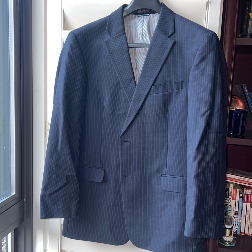 Tommy Hilfiger Navy Striped Suit Jacket Coat